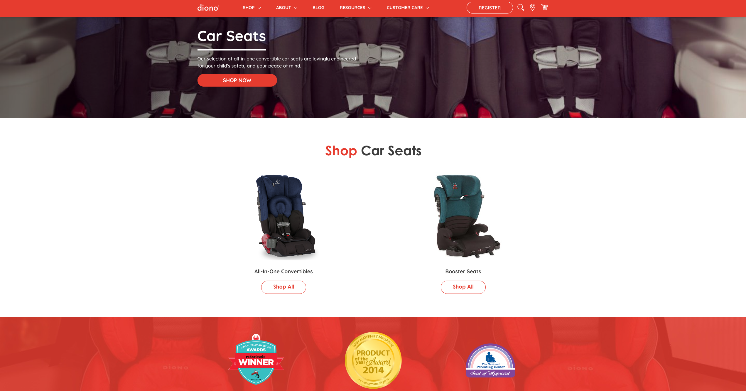 category landing page diono ecommerce example