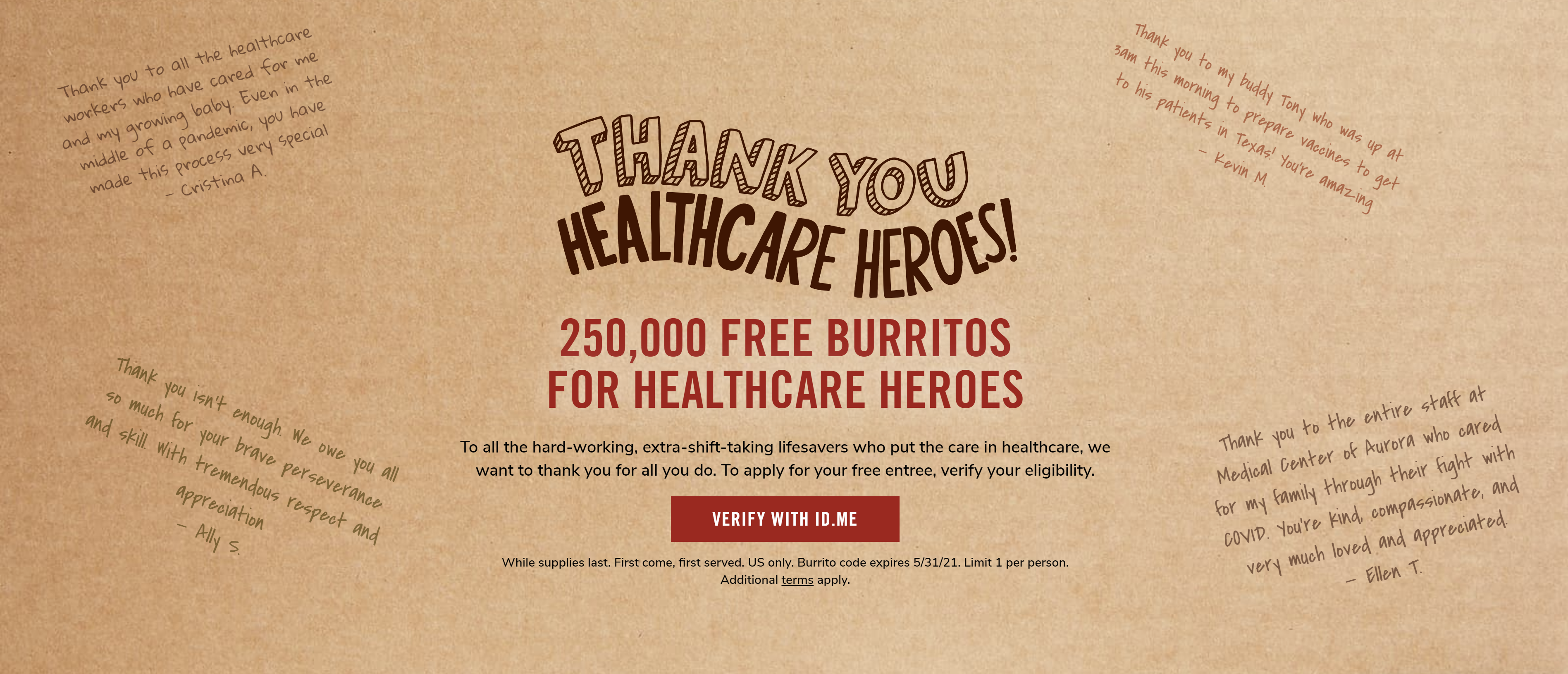 250,000 Free Burritos for Healthcare Heroes